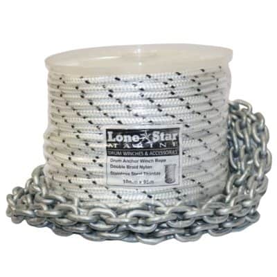 RC 10x95 drum anchor winch rope double braid nylon chain kit