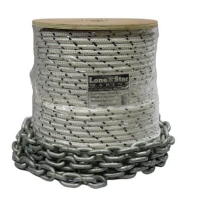 RC12x150 drum anchor winch rope double braid nylon chain kit